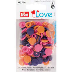 Boutons pression Prym love (x30), plastique 12,4mm - Orange/fuchsia