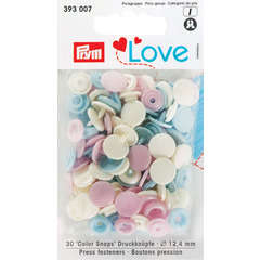 Boutons pression Prym love (x30), plastique 12,4mm - Rose/bleu/blanc