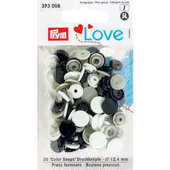 Boutons pression Prym love (x30), plastique 12,4mm - Marine/gris/blanc