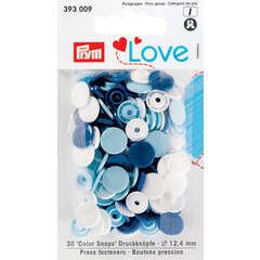Boutons pression Prym love (x30), plastique 12,4mm - Bleu/blanc/marine
