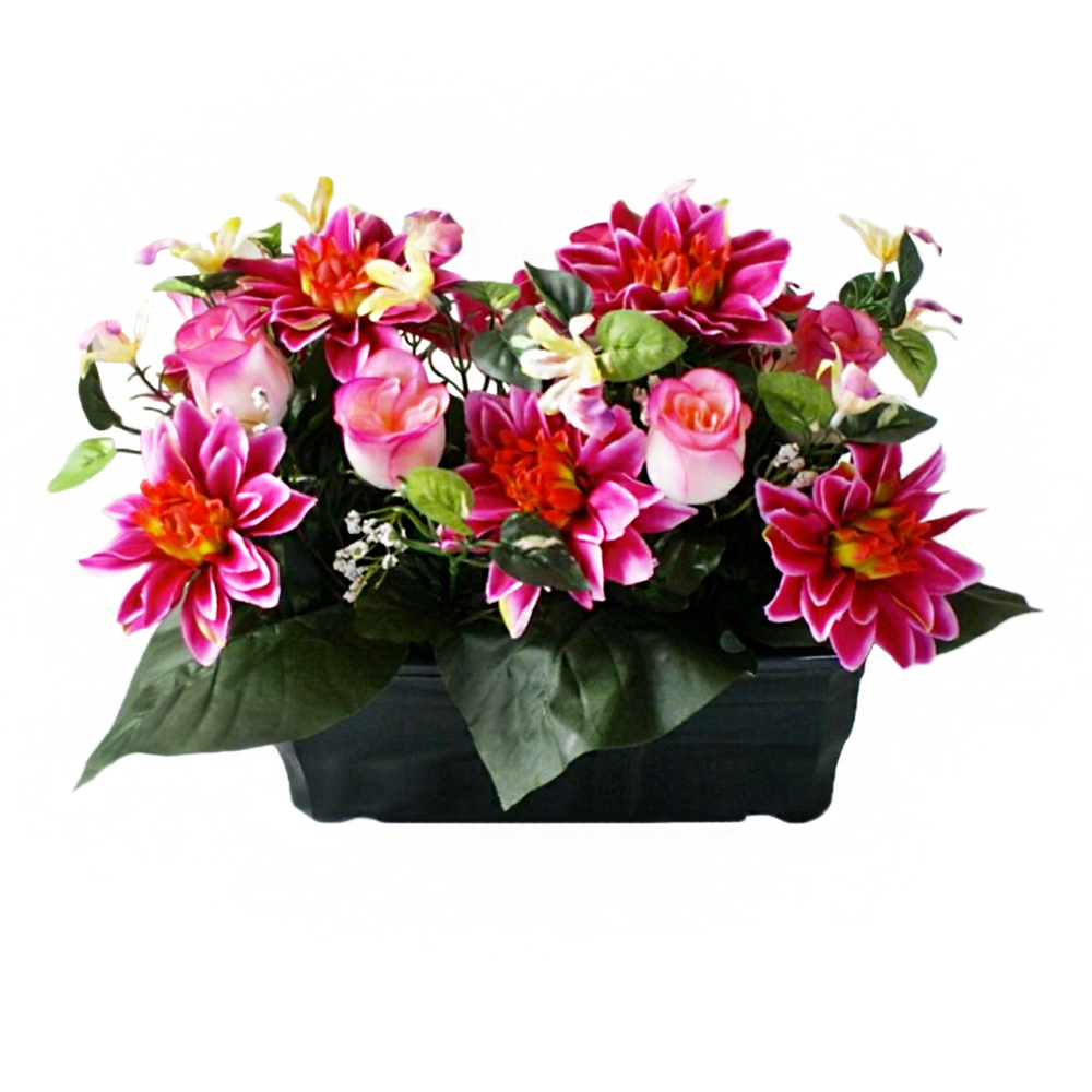 Jardinière de 26 rose/dahlia/orchidee, H27cm - L30cm (NULL,5kg