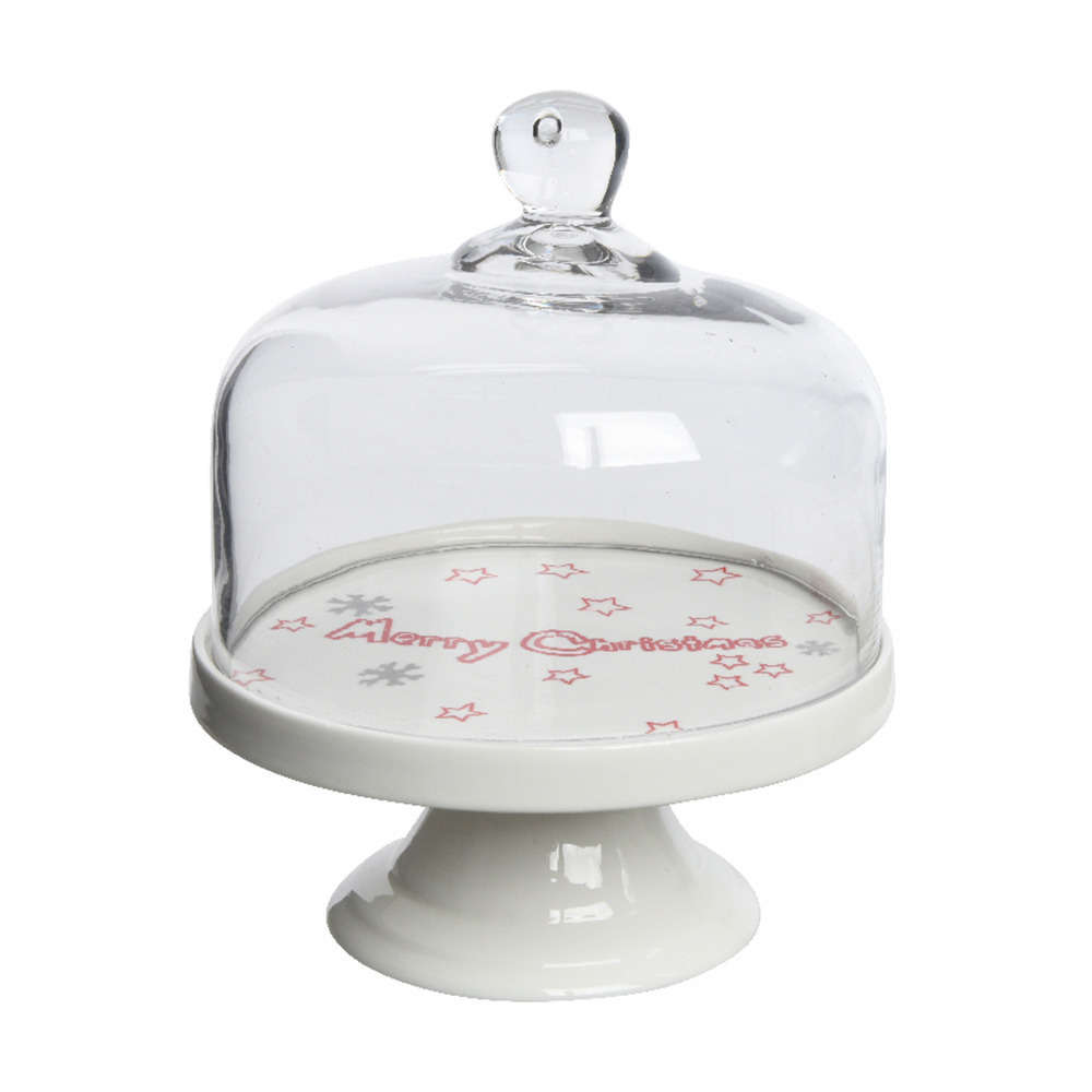 Support A Gateau En Porcelaine Avec Cloche En Verre O 17 5 X H Cm Truffaut