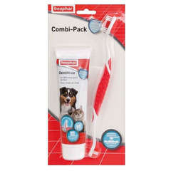 Combi-pack : brosse à dents et dentifrice pour chien et chat