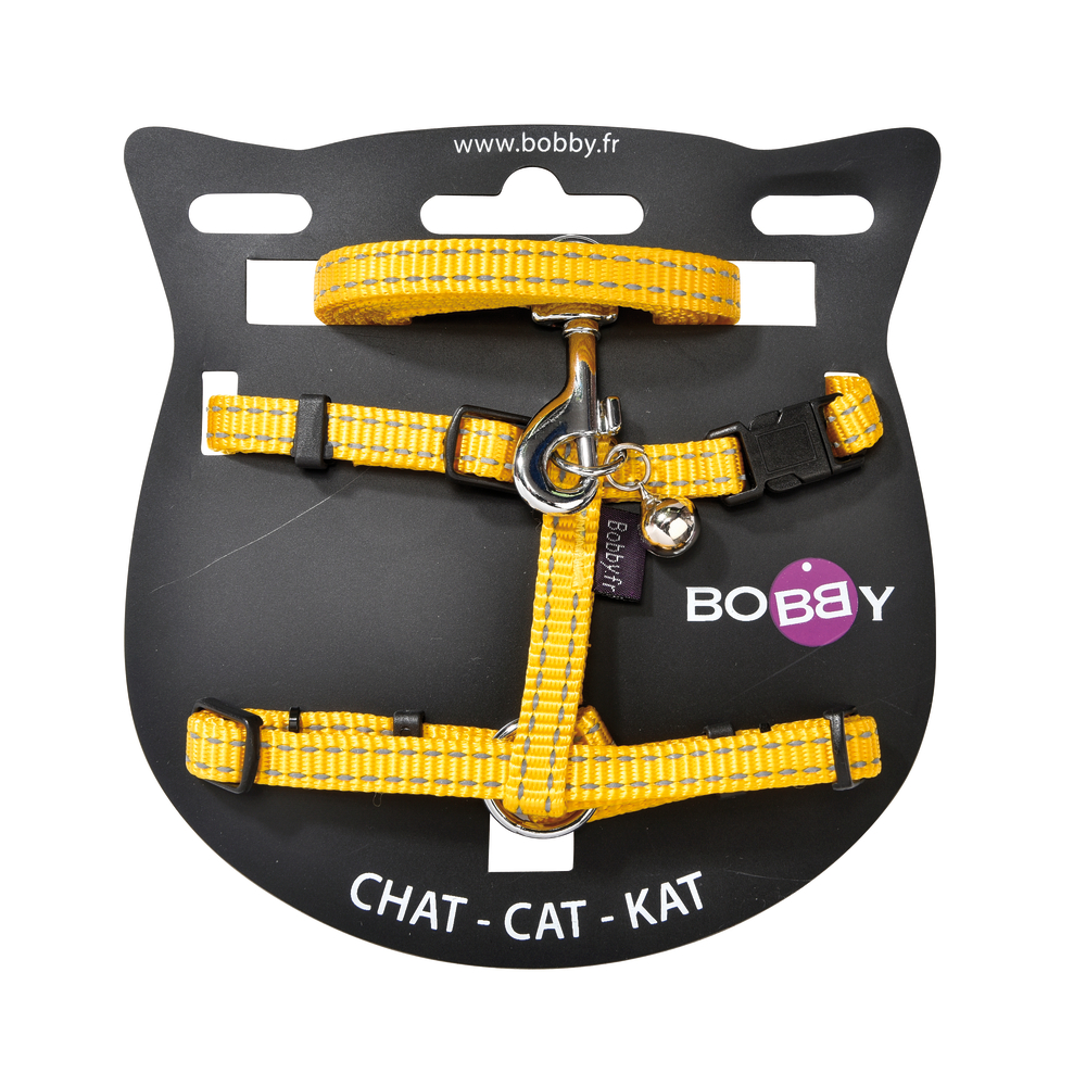 Pack harnais et laisse Safe pour chat de couleur jaune T10