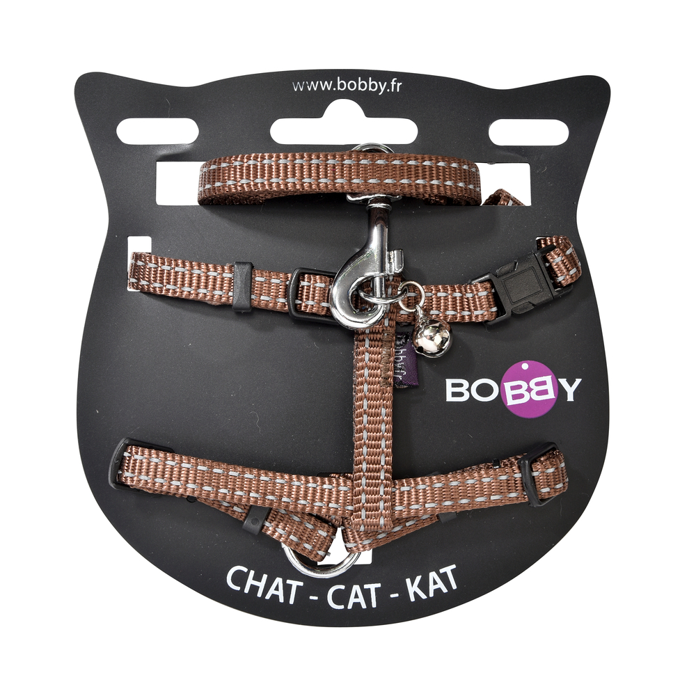 Pack harnais et laisse Safe pour chat de couleur marron T10