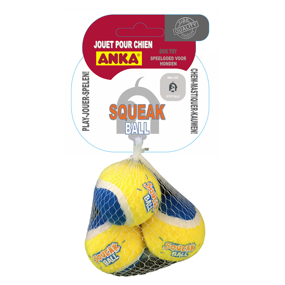 Balle tennis avec organe sonore ''squeak ball'' : filet de 3
