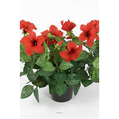 Petunia artificiel en pot H 38 cm 20 fleurs lumineux Rouge