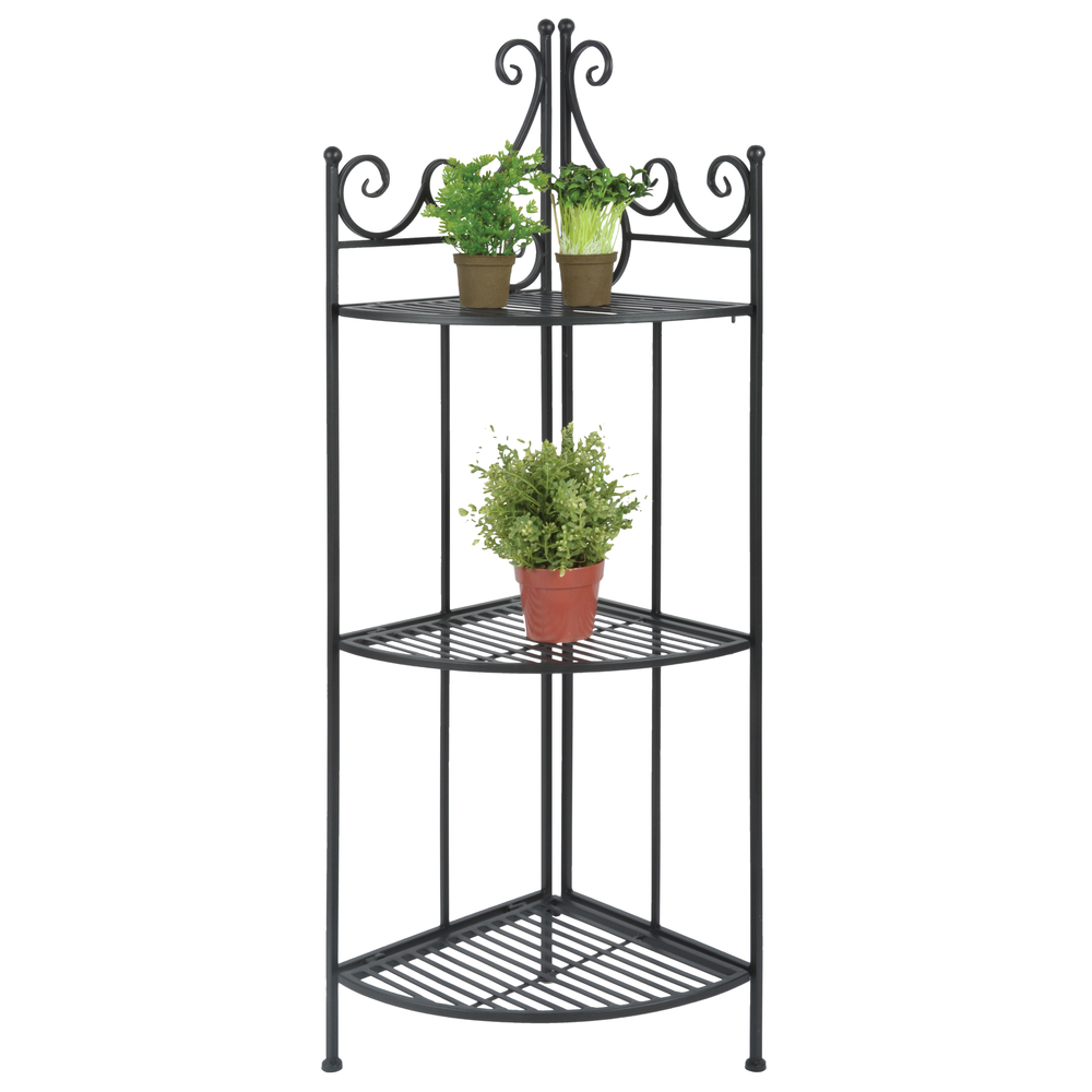 Etagère d'angle pliante (sans vis), en fer L. 31,1 x 30,7 x H. 114 cm