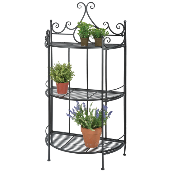 Etagère demi-ronde pliante (sans vis), en fer L.59,5x30xH.114,5cm