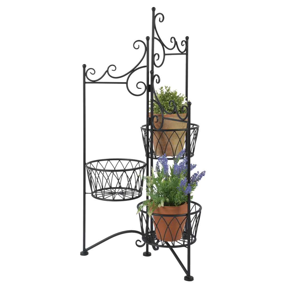 Support 3 plantes pliant (sans vis), en fer L.48,9 x 43,5 x H. 97,8 cm