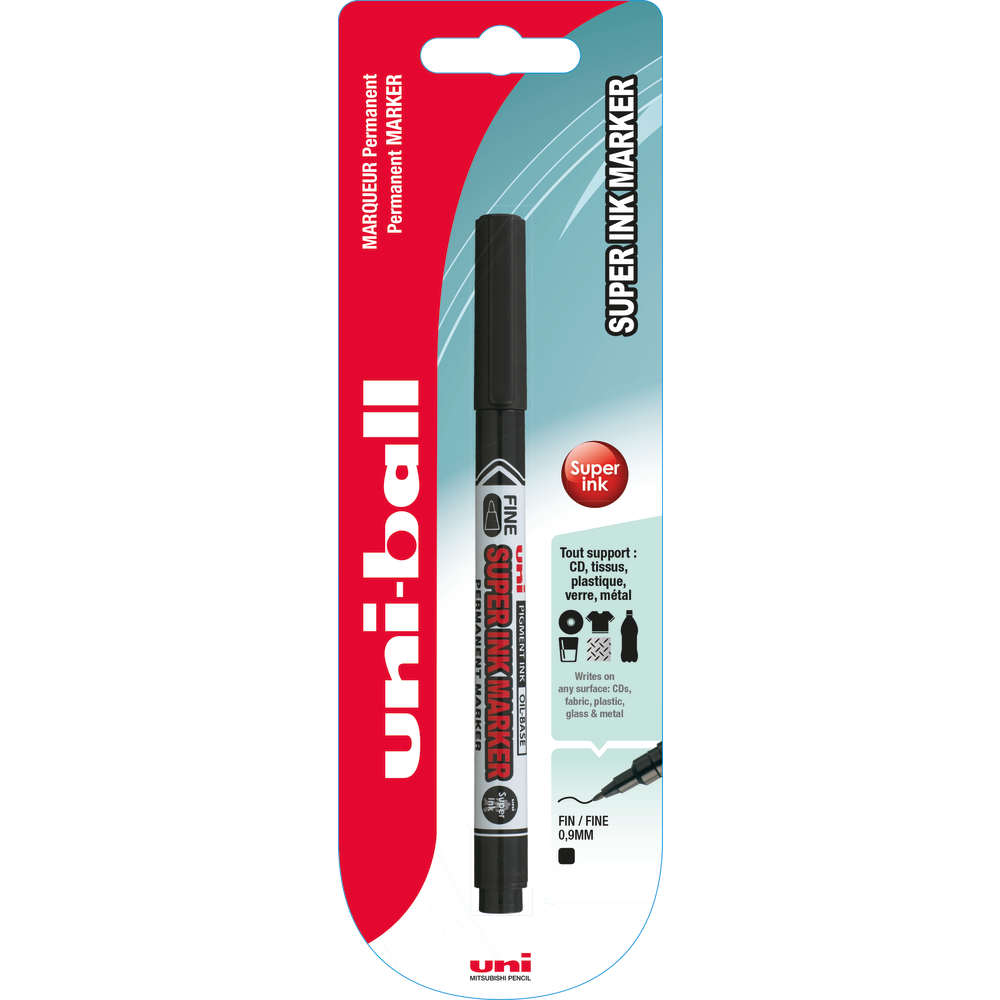 Marqueur Super Ink Marker à pointe fine, noir mm Uni Ball