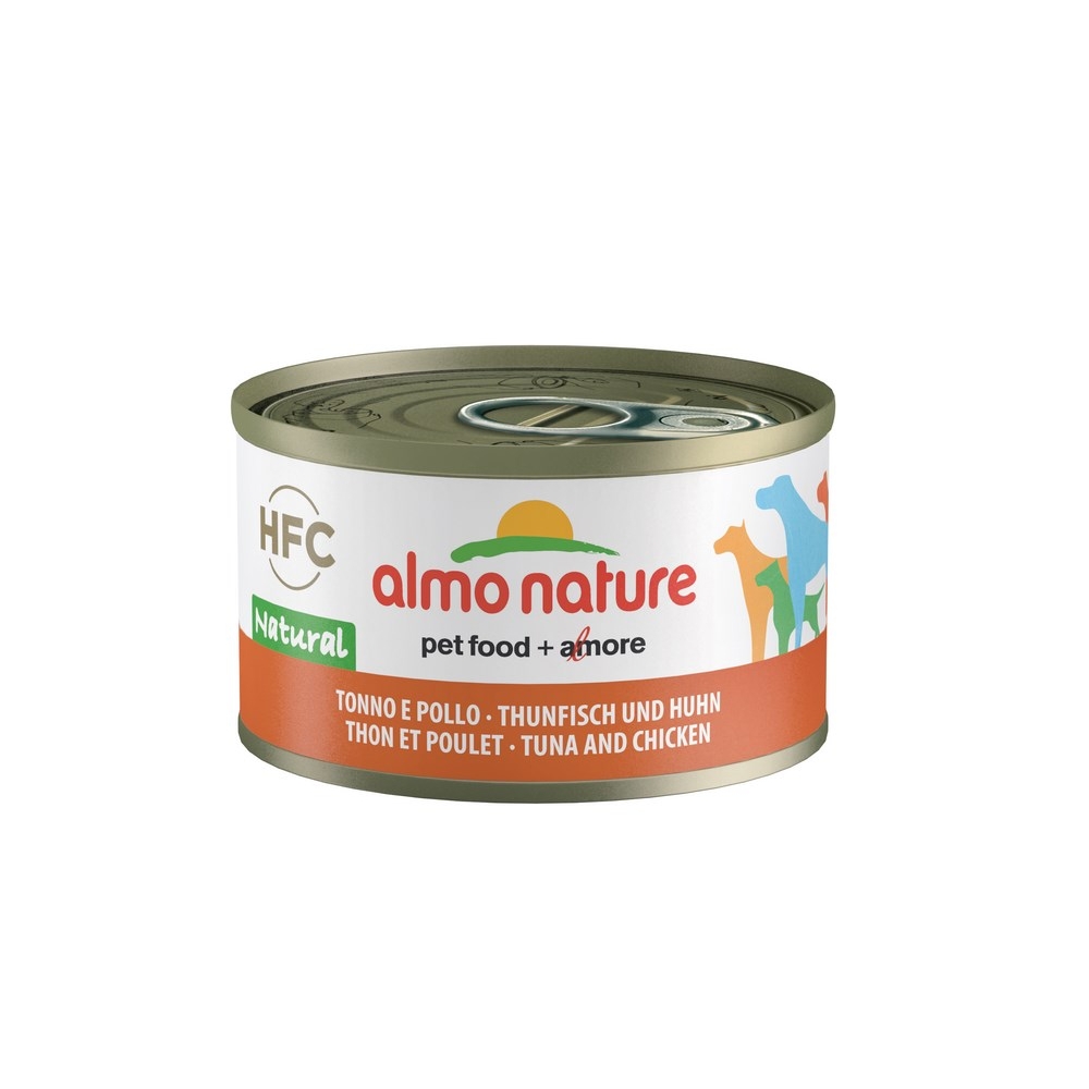 Aliment Almo Nature HFC, pour chien: Thon et poulet, boîte 95g