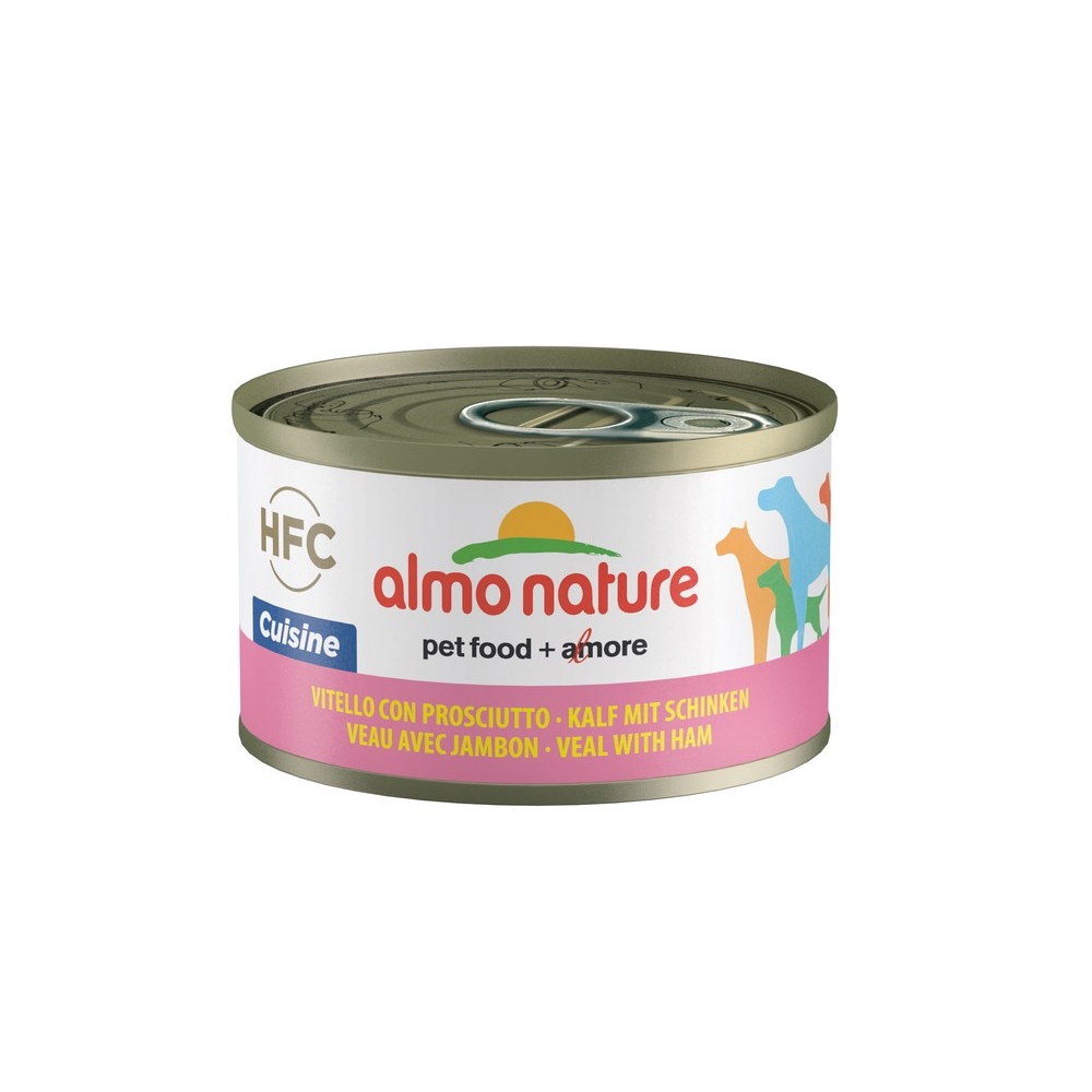 Aliment Almo Nature HFC, pour chien: Veau et jambon, boîte 95g