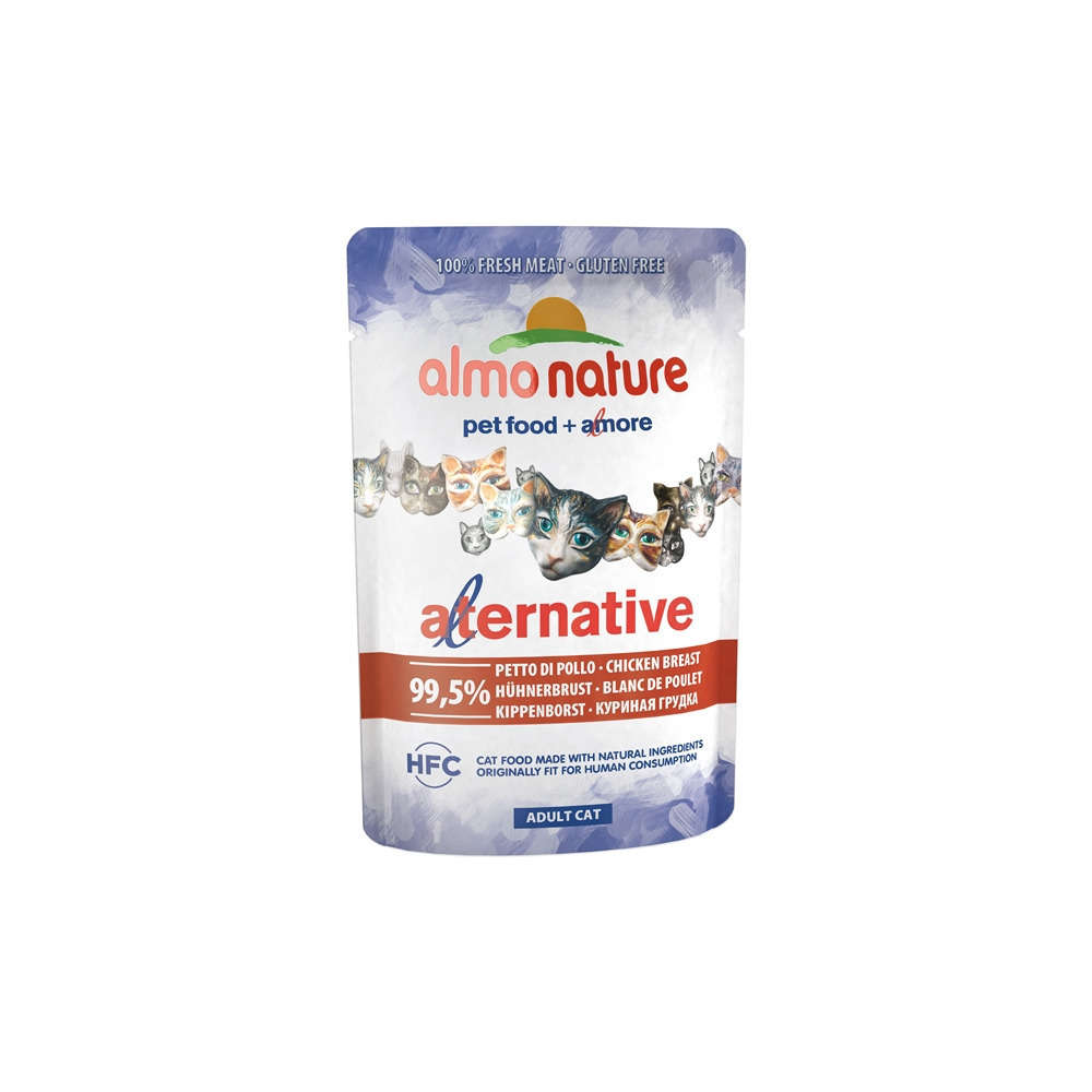 Aliment Almo Nature Alternative, pour chat: Blanc de poulet, 55g