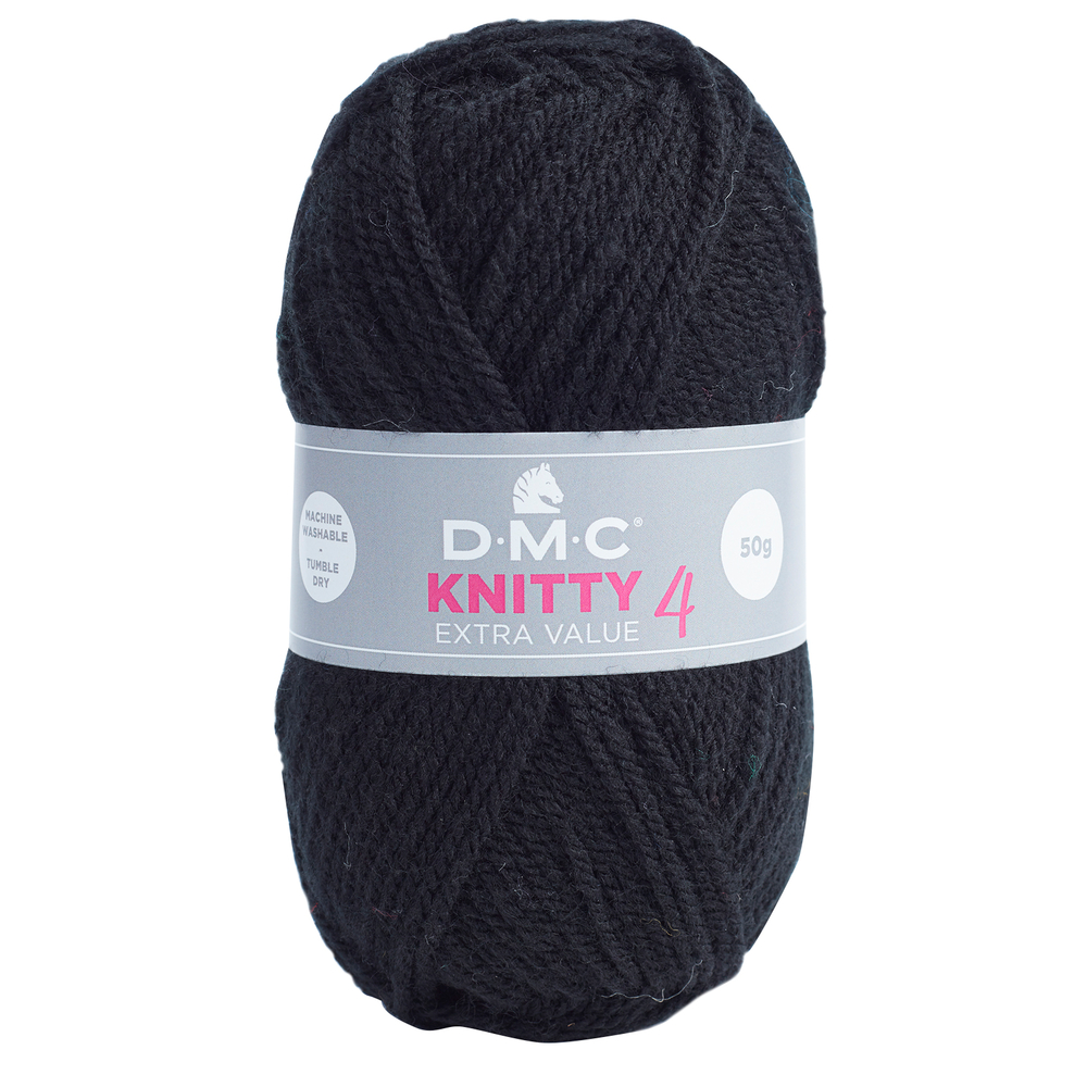 Pelote à tricoter Knitty 4 en acrylique coloris noir 965 - 140 m