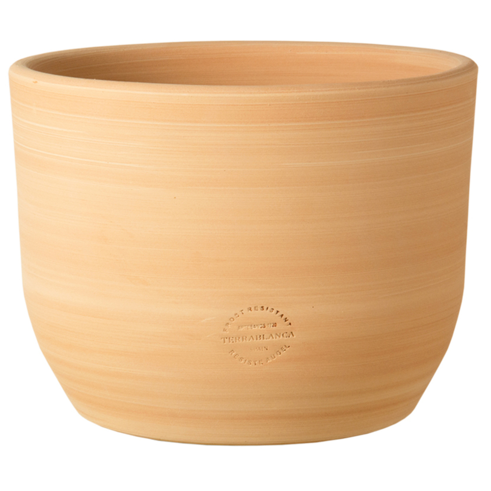 Pot rond Macetero, en terre cuite claire D31 x H. 23 cm