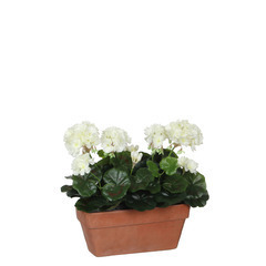 Plante artificielle : Jardinière géranium blanc 29x13x40 cm