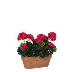 Plante artificielle : Jardinière géranium rose 29x13x40 cm