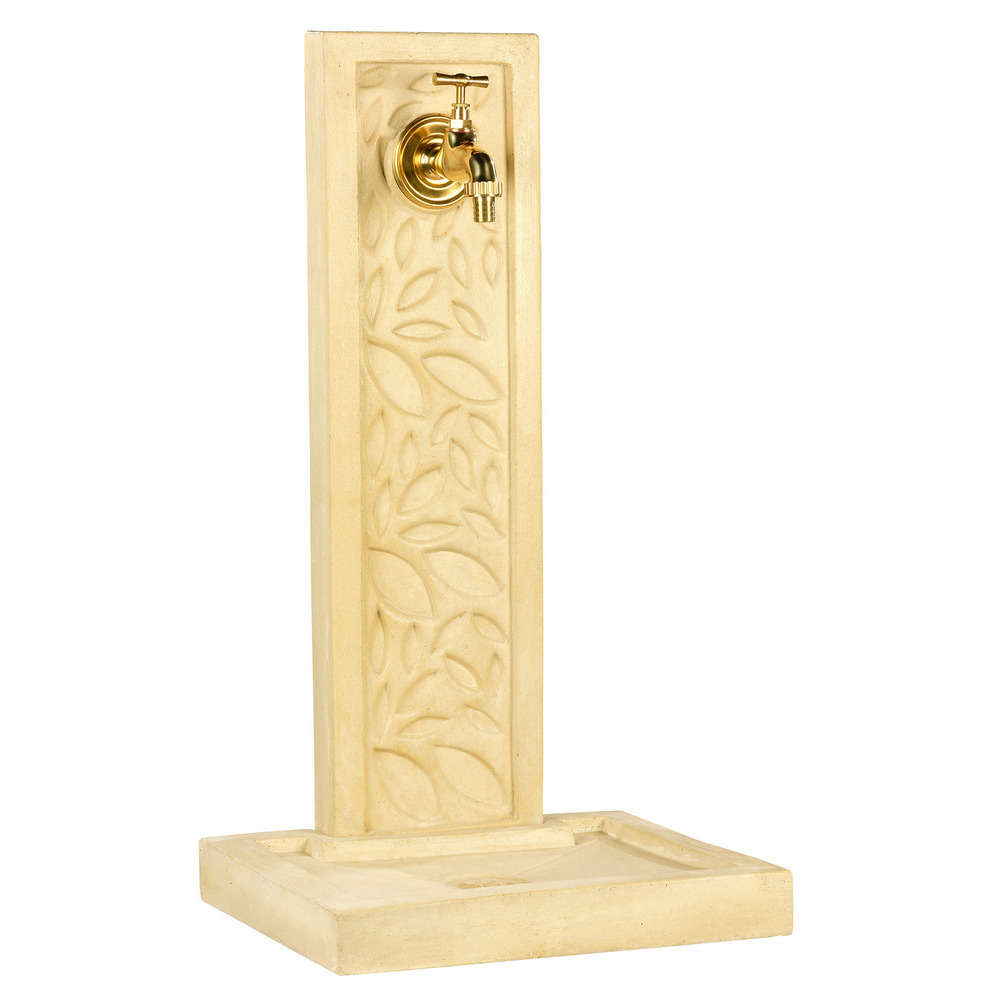 Fontaine murale étroite 'Feuille', pierre ton ocre H.70cm