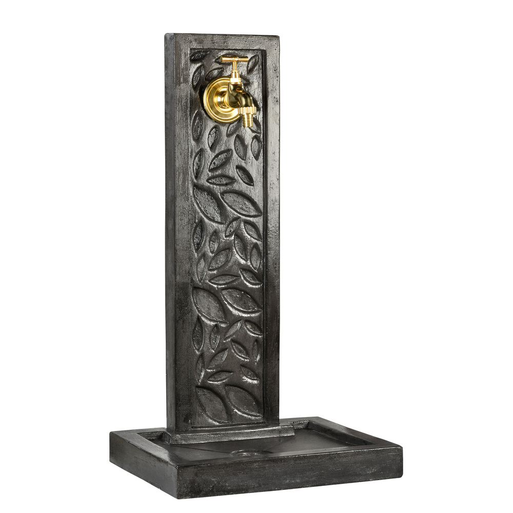 Fontaine murale étroite 'Feuille', ton ardoise H.70cm
