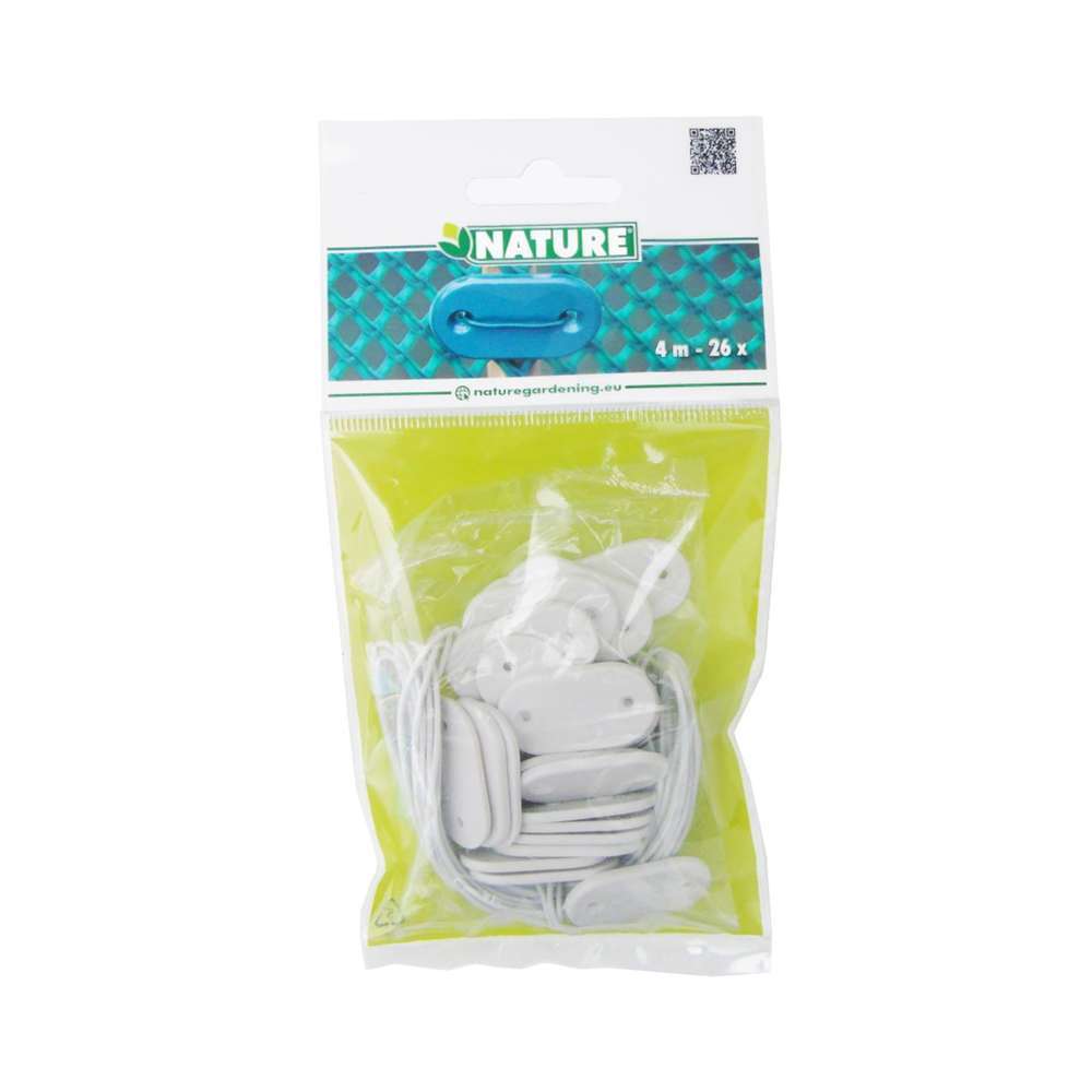 Set de fixation, blanc: 26 attaches + 4m de fil