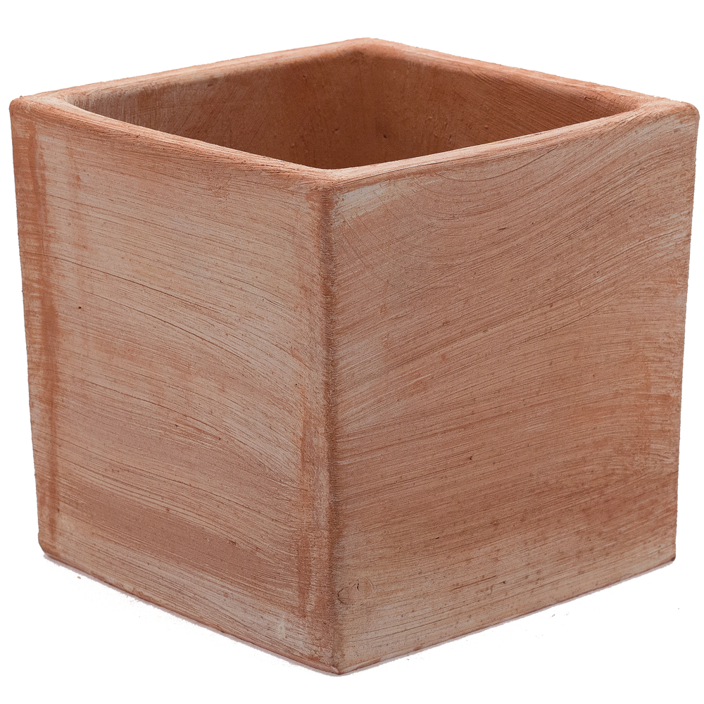 Pot cube Basic Moderne, en terre cuite L.19 x l.19 x H.19 cm