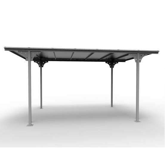 Carport en aluminium/plaques en polycarbonate, toit plat - 14,70 m²