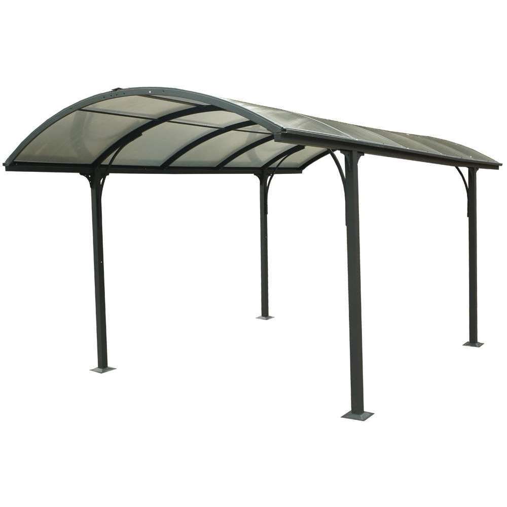 Carport en aluminium/plaques en polycarbonate, toit 1/2rond - 14,62 m²