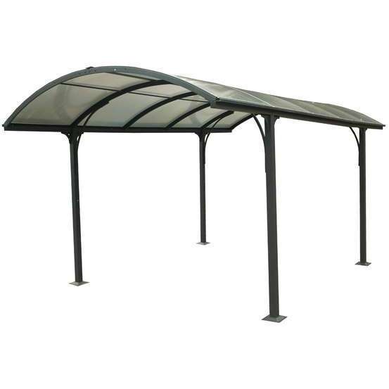 Carport en aluminium/plaques en polycarbonate, toit 1/2rond - 14,62 m²
