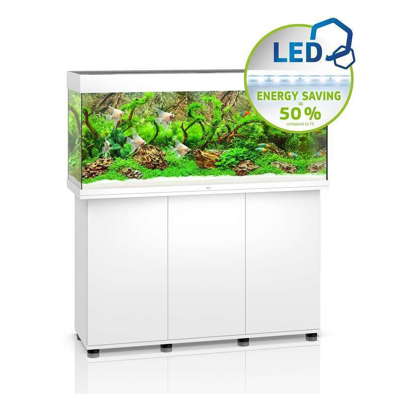 Aquarium avec meuble LED Rio 240 en bois blanc - H.73 cm
