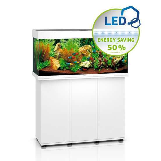 Aquarium avec meuble LED Rio 180 en bois blanc - H.73 cm