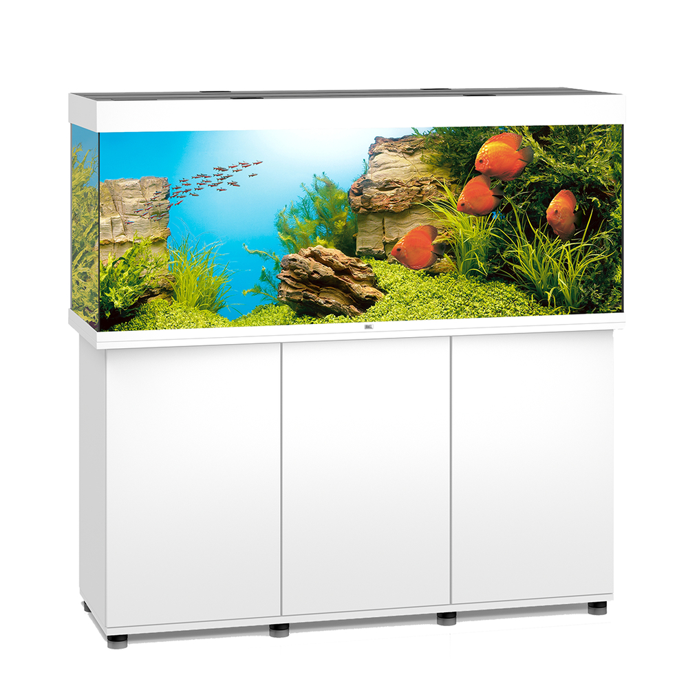 Aquarium avec meuble LED Rio 450 en bois blanc - H.80 cm