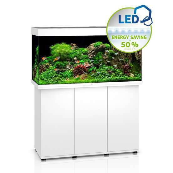 Aquarium avec meuble LED Rio 350 en bois blanc - H.80 cm