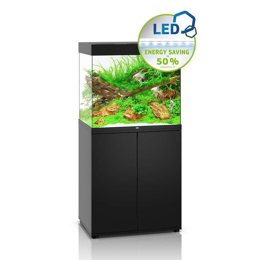 Aquarium avec meuble LED Lido 200 en bois noir - H.80 cm