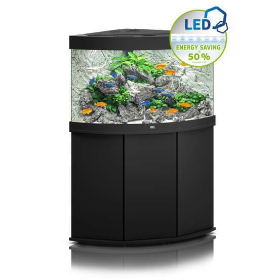 Aquarium avec meuble LED Trigon 190 en bois noir - H.73 cm
