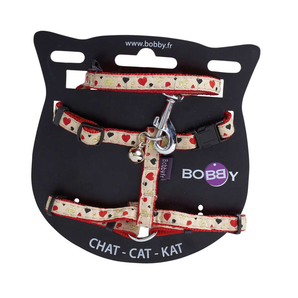 Harnais et laisse Lovely assortis en rouge XS