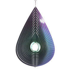 Spirale éolienne Larme 'Crystal violet', acier inoxydable 37x25cm