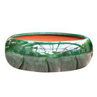 Coupe Plume en terre cuite émaillée, coloris jade D20 cm