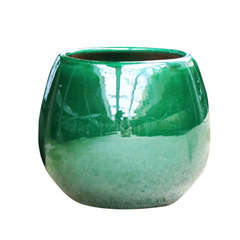 Pot d'intérieur Cancale en terre cuite émaillée, coloris Jade D17 cm