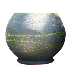 Pot Bahia en terre cuite émaillée, coloris terre de lave (vert) D25 cm