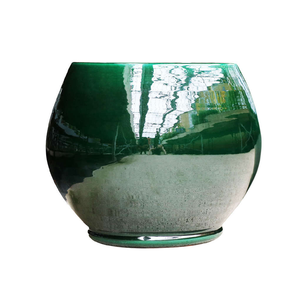 Pot d'intérieur Bahia en terre cuite émaillée, coloris Jade D35 cm