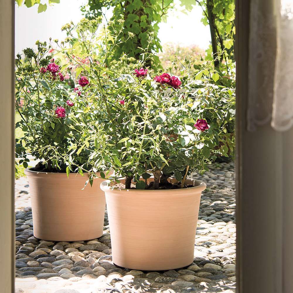 Pot cylindrique Primitivo White en terre cuite D28 x 21,7cm