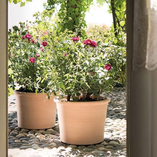 Pot cylindrique Primitivo White en terre cuite D28 x 21,7cm