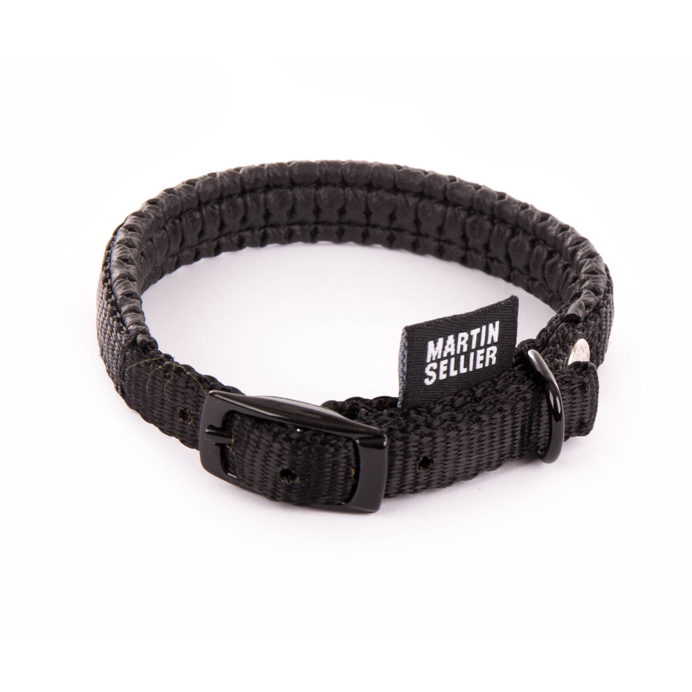 Collier confort pour chien, en nylon, coloris noir - 10/30cm