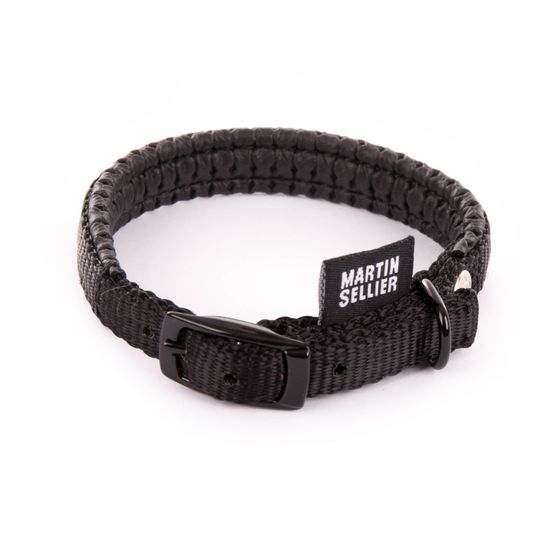 Collier confort pour chien, en nylon, coloris noir - 10/30cm