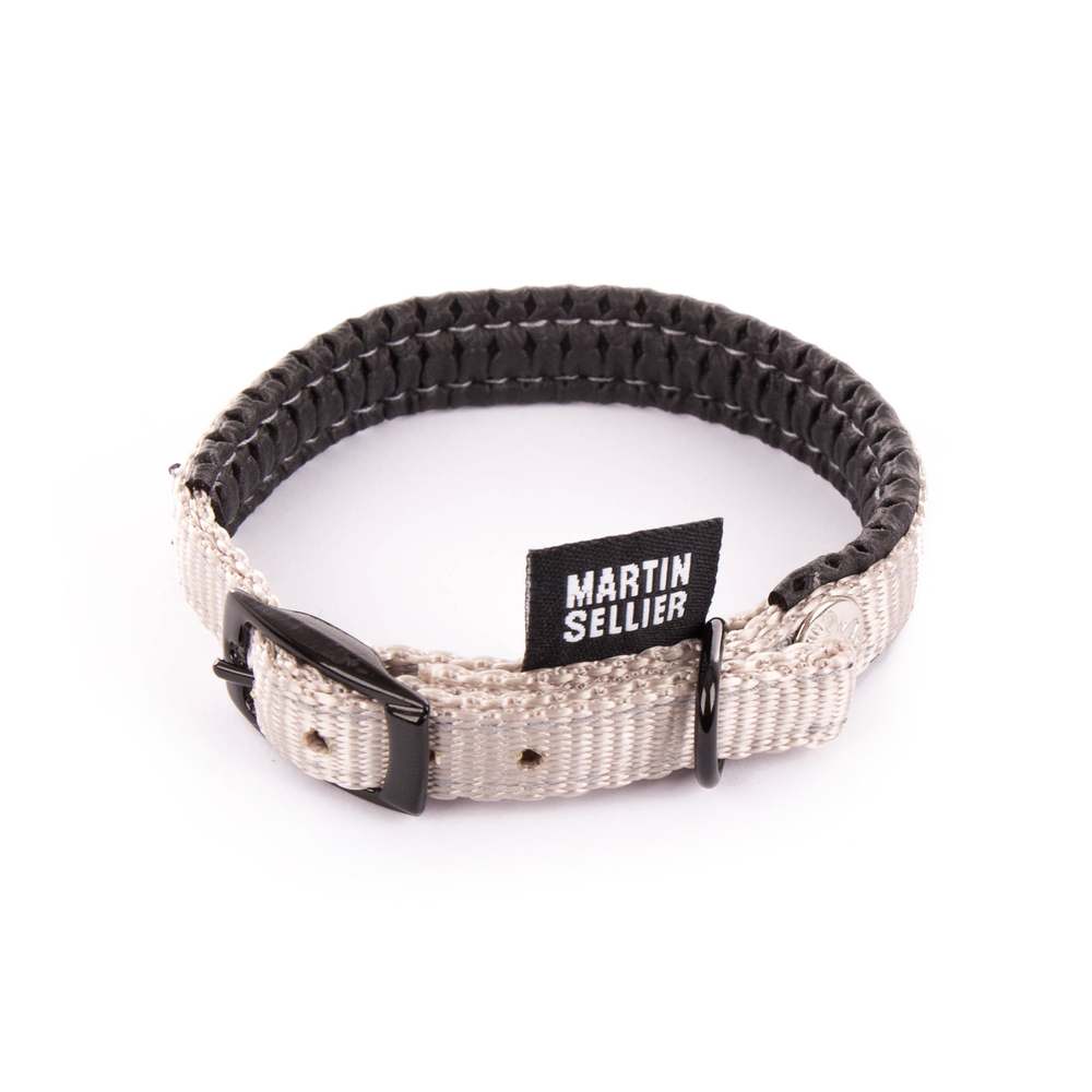 Collier confort pour chien, en nylon, coloris gris - 10/30cm