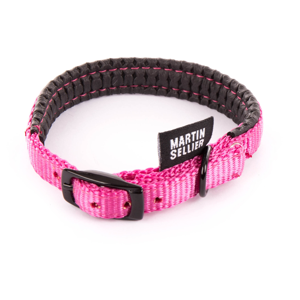 Collier confort pour chien, en nylon, coloris rose - 10/30cm