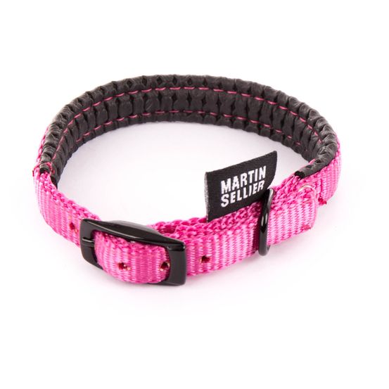 Collier confort pour chien, en nylon, coloris rose - 10/30cm
