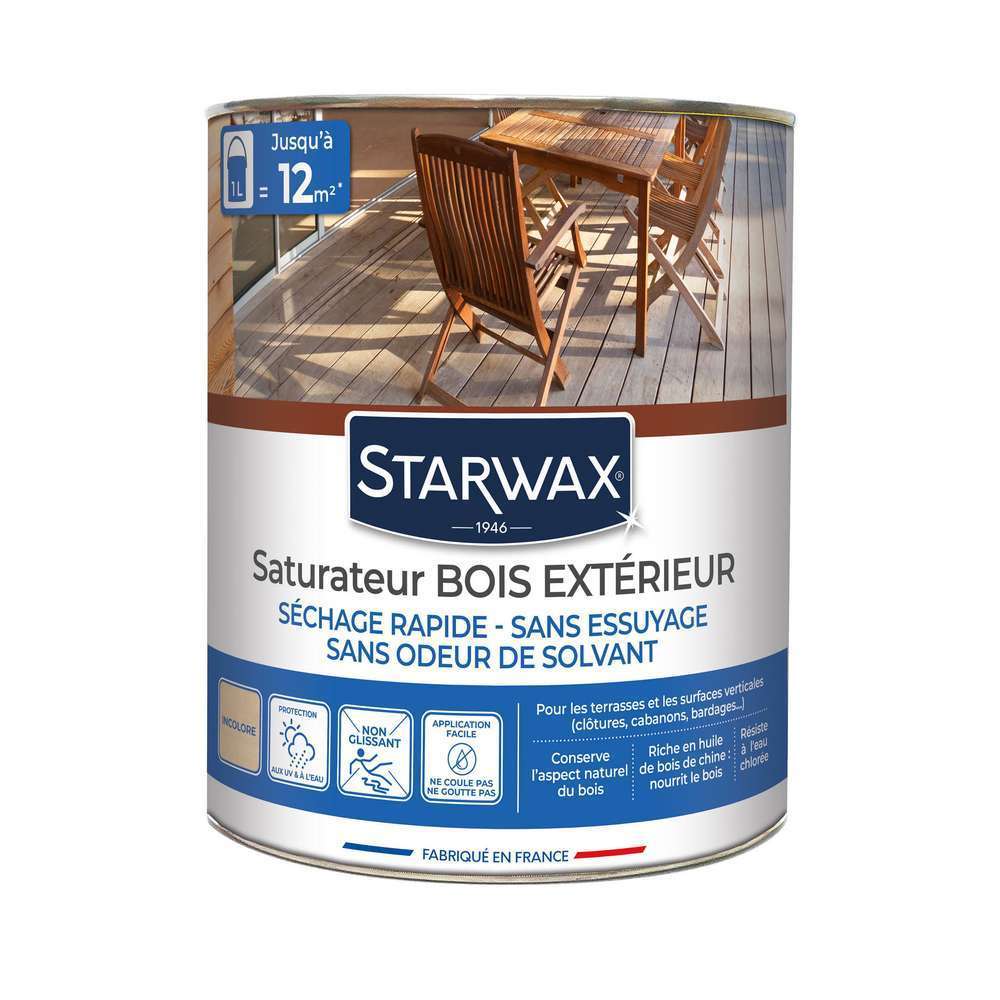 Saturateur incolore aqueux pour bois en conditions extrêmes 1L