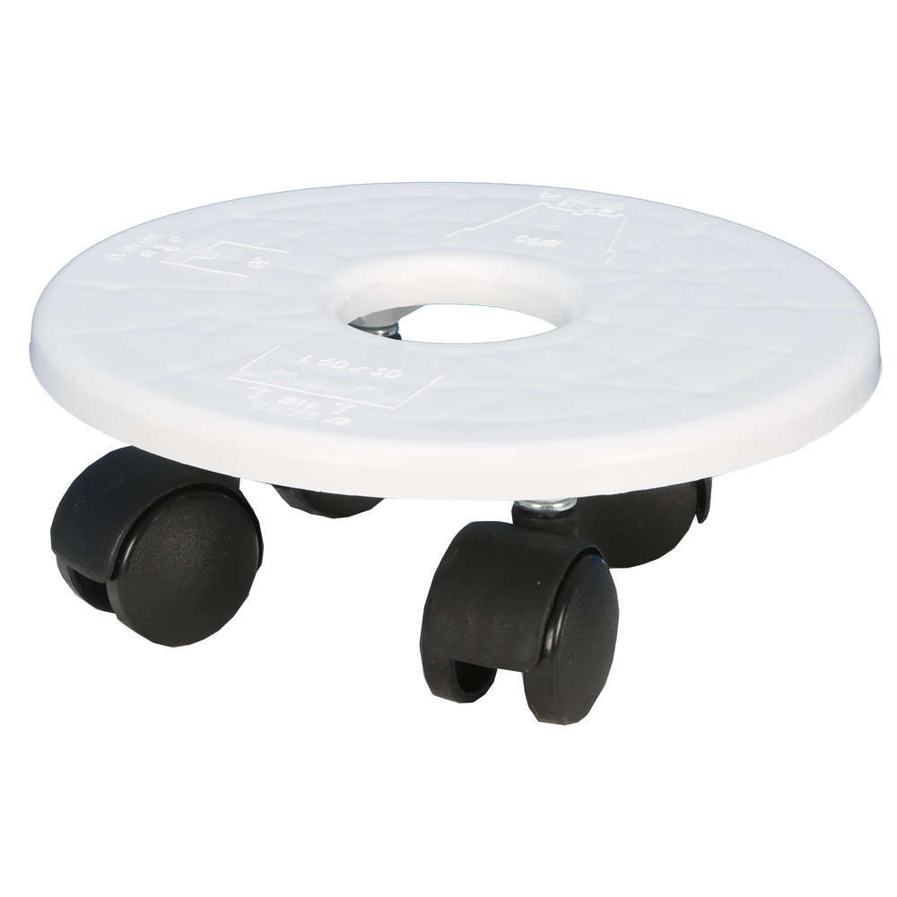 Support roulant à 4 roulettes, blanc D19 cm
